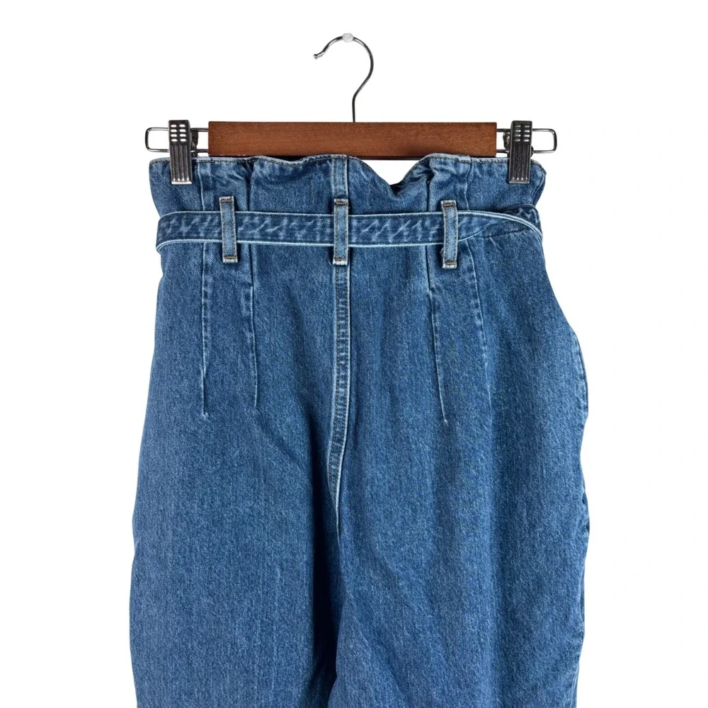 Abercrombie & Fitch Mom Jean Womens 26/2R‎ Blue Paperbag Waist Belted Straight